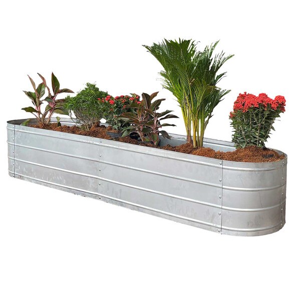 Oval steel raised garden planter